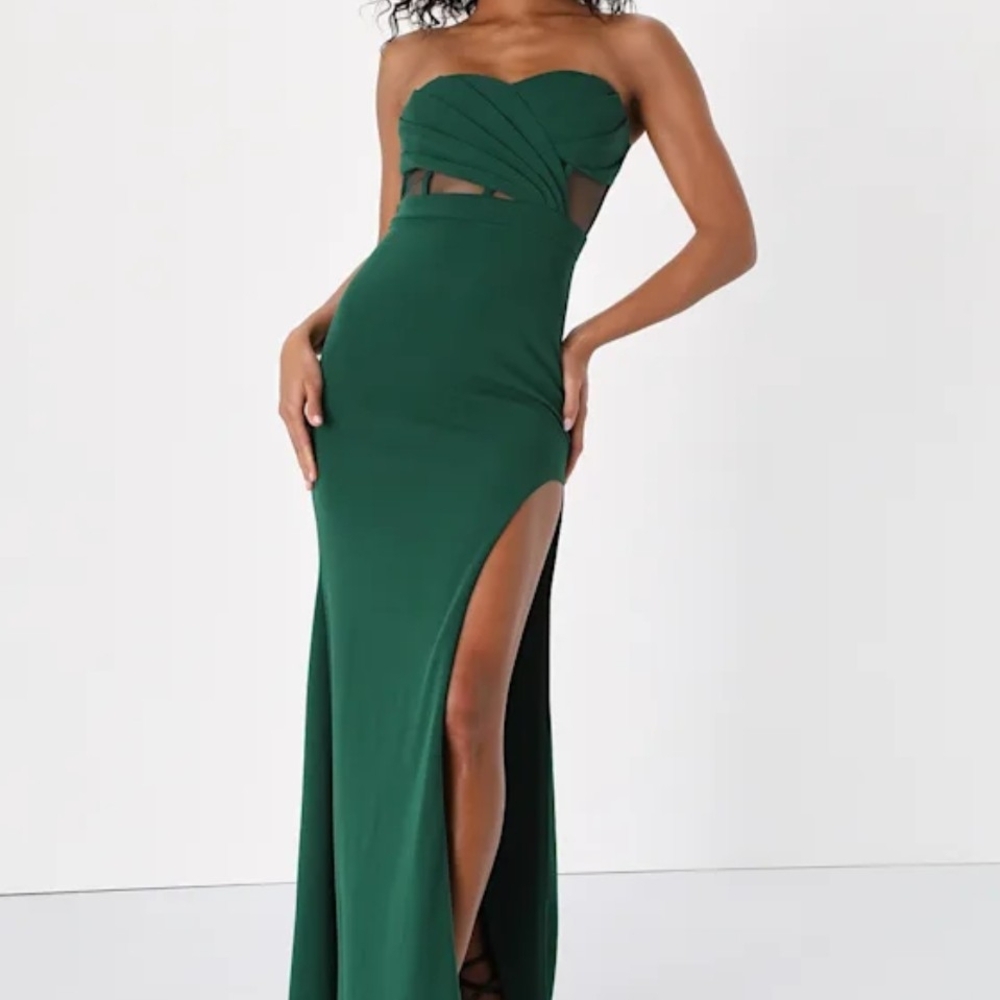 Lulus Green Strapless Evening Dress